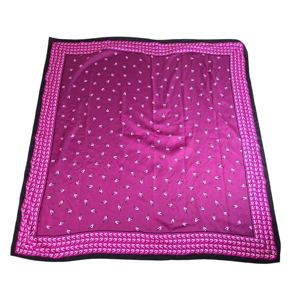 Unbranded Accessories - Square Scarf Women Purple Birds Magenta Whimsical Novelty Print Bold Color Pop
